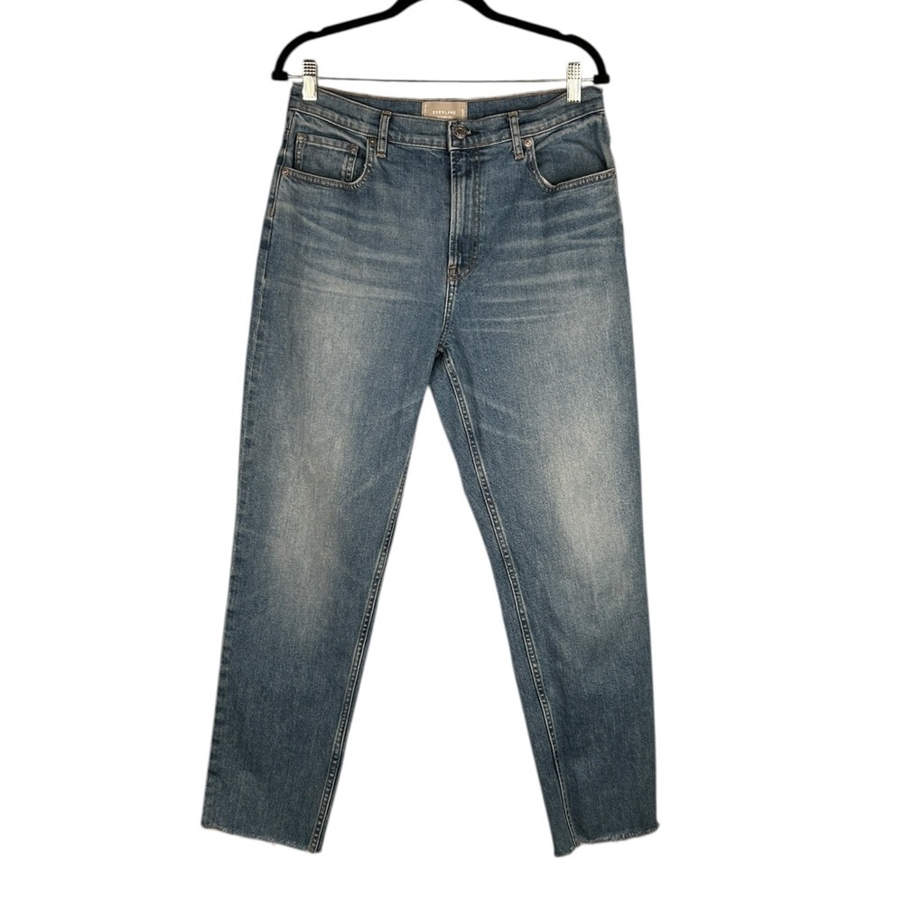 Everlane The Cheeky Jean High Rise Raw Hem Medium Wash Jeans Size 31 Regular